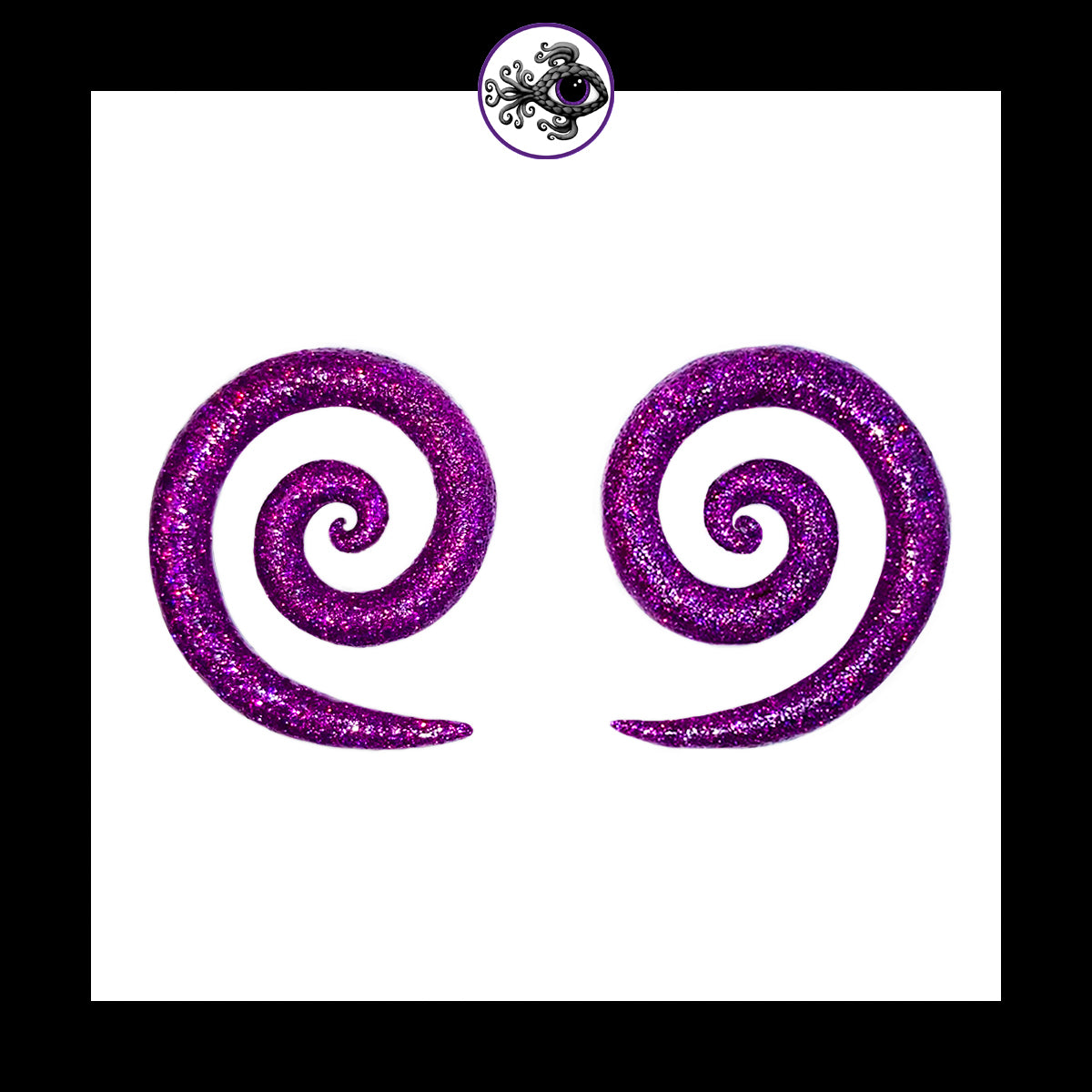 Spiral - 1g 7mm - Purple Shimmer - Handmade Clay Gauge Earrings