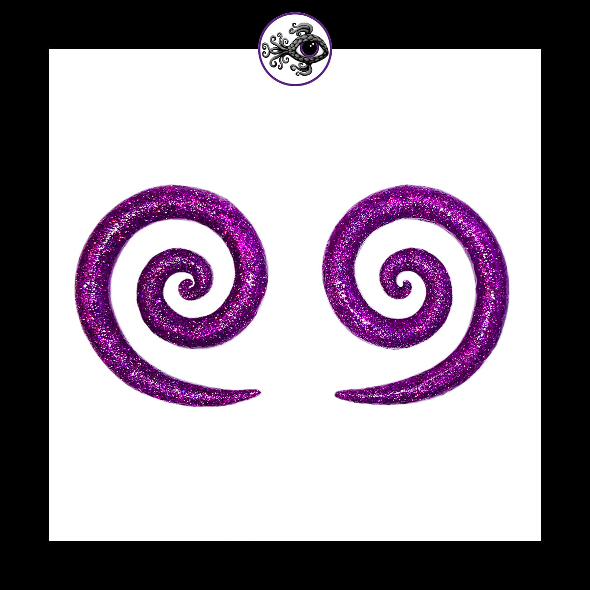 Spiral - 1g 7mm - Purple Shimmer - Handmade Clay Gauge Earrings
