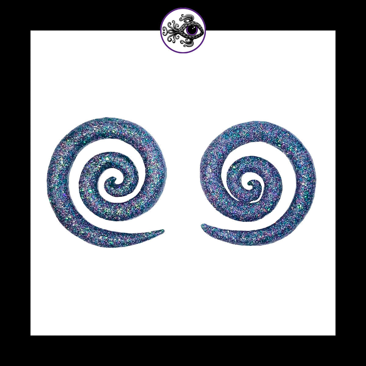Spiral - 0g 8mm - Silver Shimmer - Handmade Clay Gauge Earrings