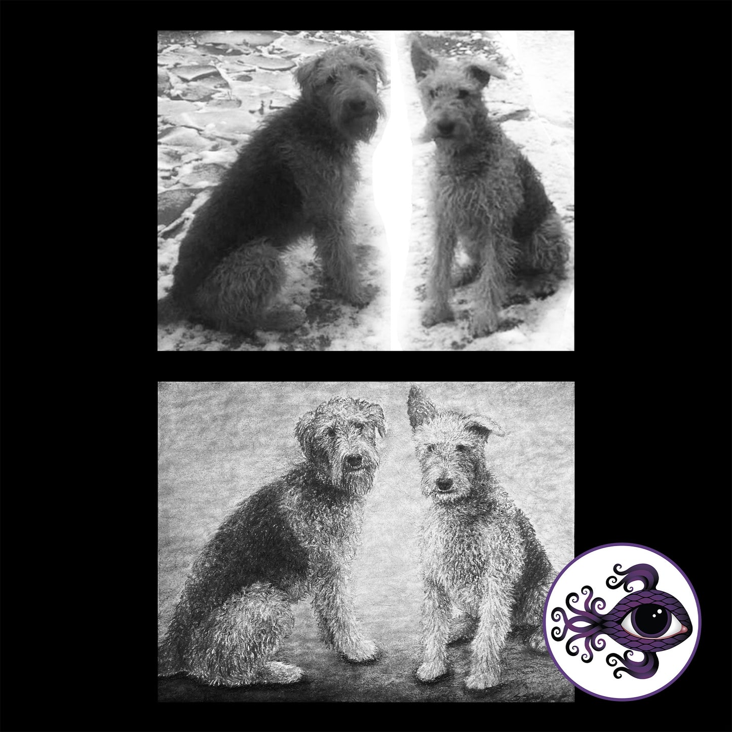 Custom Pet Portrait Charcoal Drawing - 11"x14"