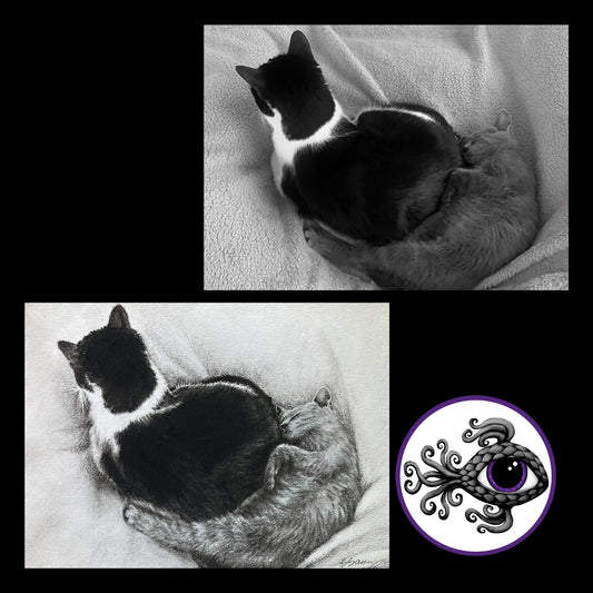 Custom Pet Portrait Charcoal Drawing - 5"x7"