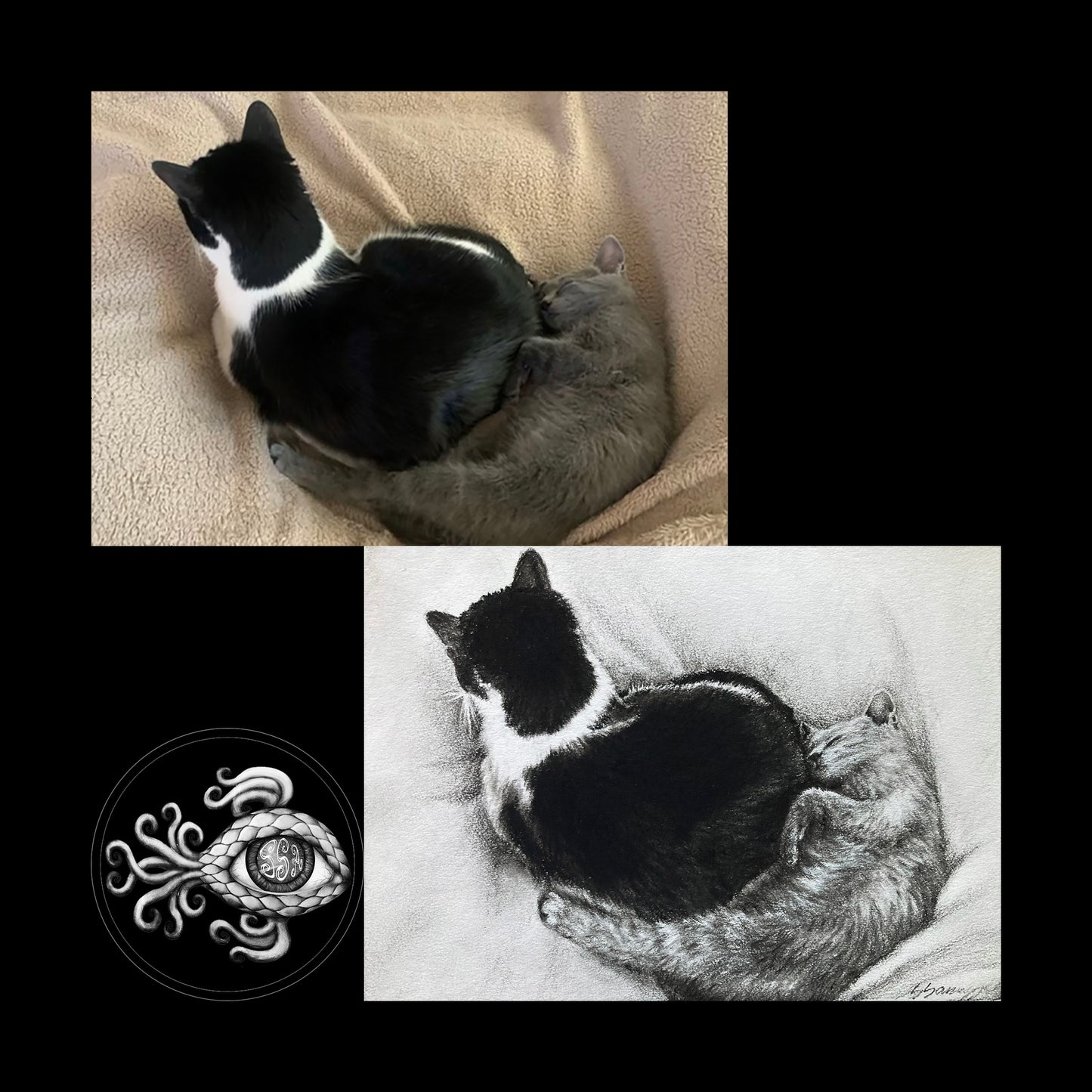 Custom Pet Portrait Charcoal Drawing - 5"x7"