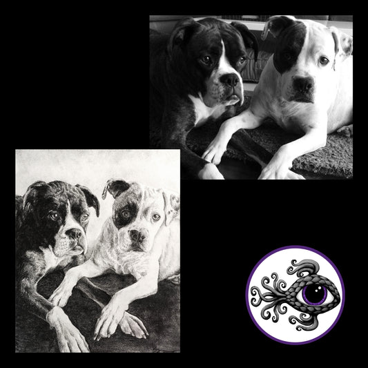 Custom Pet Portrait Charcoal Drawing - 8"x10"