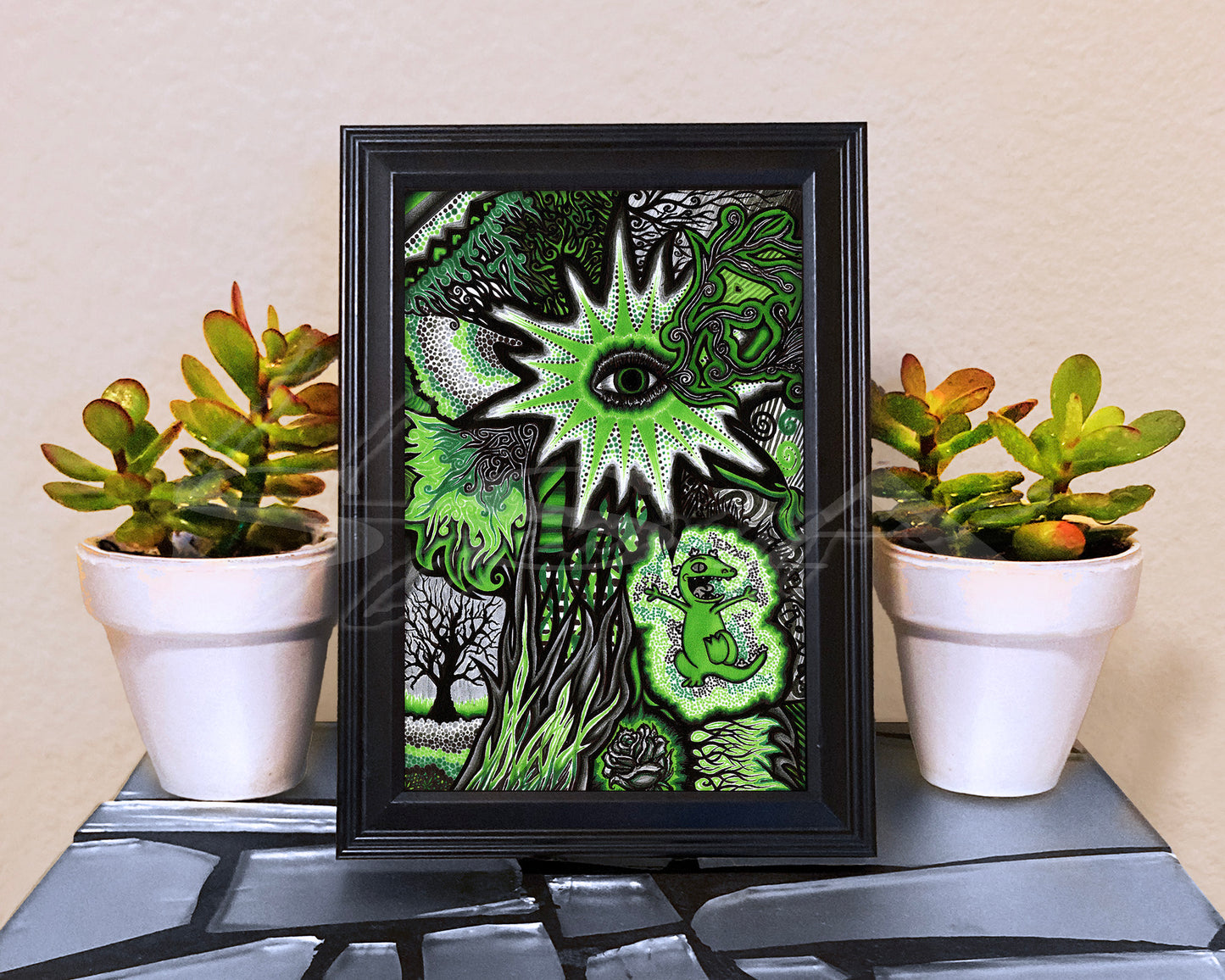 Abstract Green - Print of Original Pen & Ink Drawing
