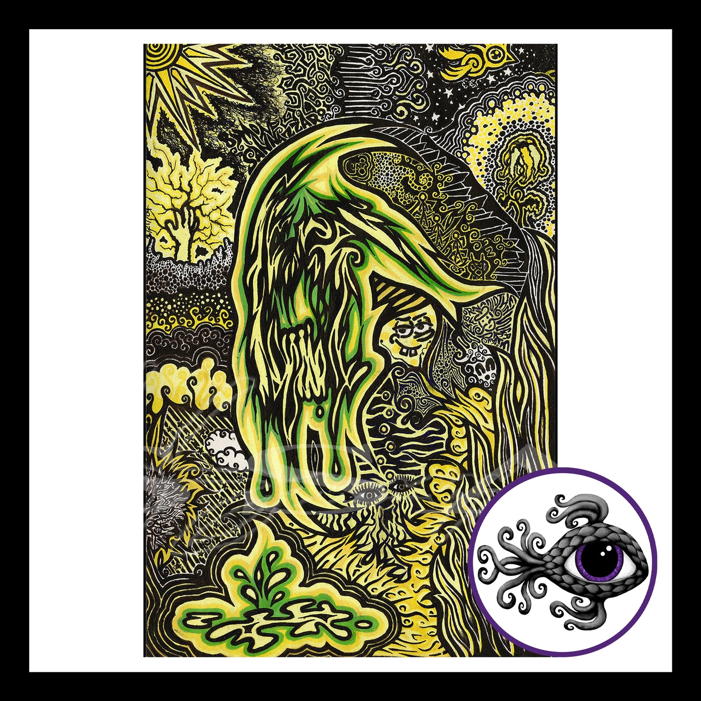 Abstract Yellow - Print of Original Pen & Ink Drawing