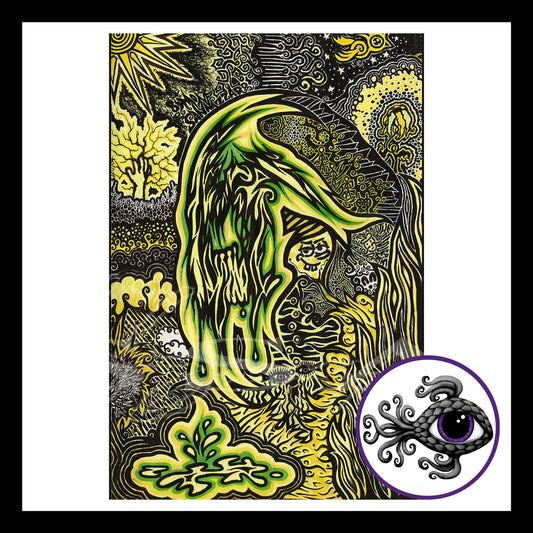 Abstract Yellow - Print of Original Pen & Ink Drawing