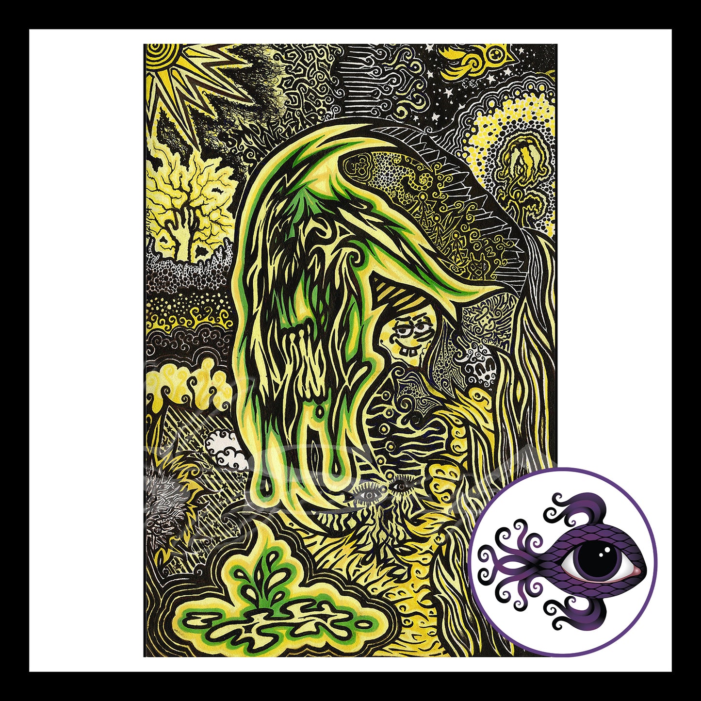 Abstract Yellow - Print of Original Pen & Ink Drawing