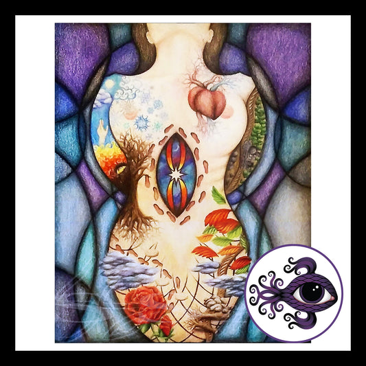 Abusing Of The Rib - Print of Original Colored Pencil Drawing