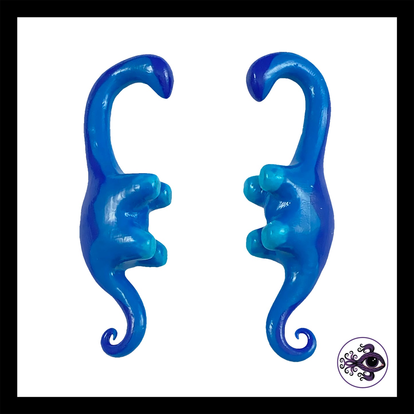 Dinosaurs - 0g 8mm Blue - Handmade Clay Gauge Earrings