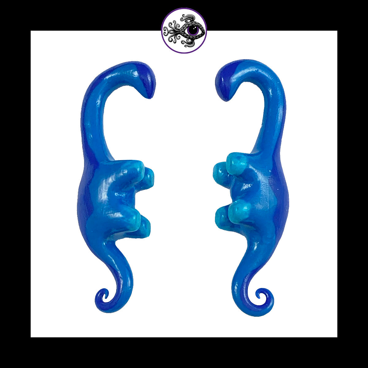 Dinosaurs - 0g 8mm Blue - Handmade Clay Gauge Earrings