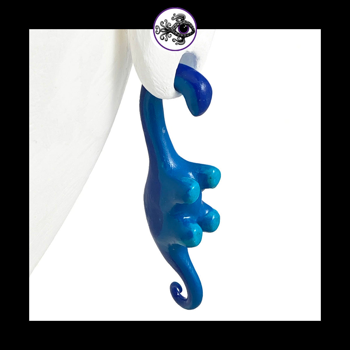 Dinosaurs - 0g 8mm Blue - Handmade Clay Gauge Earrings