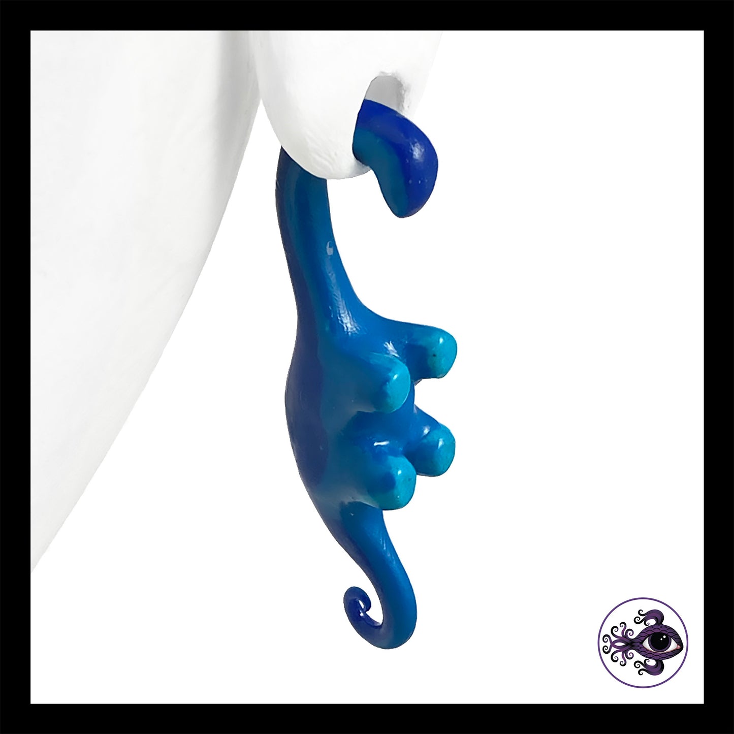Dinosaurs - 0g 8mm Blue - Handmade Clay Gauge Earrings