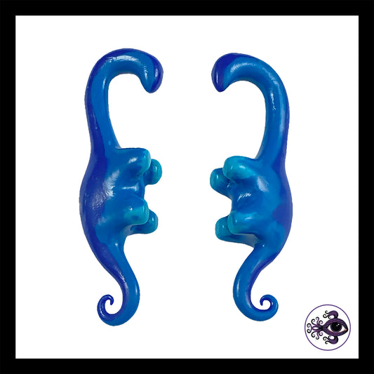 Dinosaurs - 0g 8mm Blue - Handmade Clay Gauge Earrings