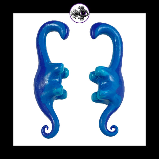 Dinosaurs - 0g 8mm Blue - Handmade Clay Gauge Earrings