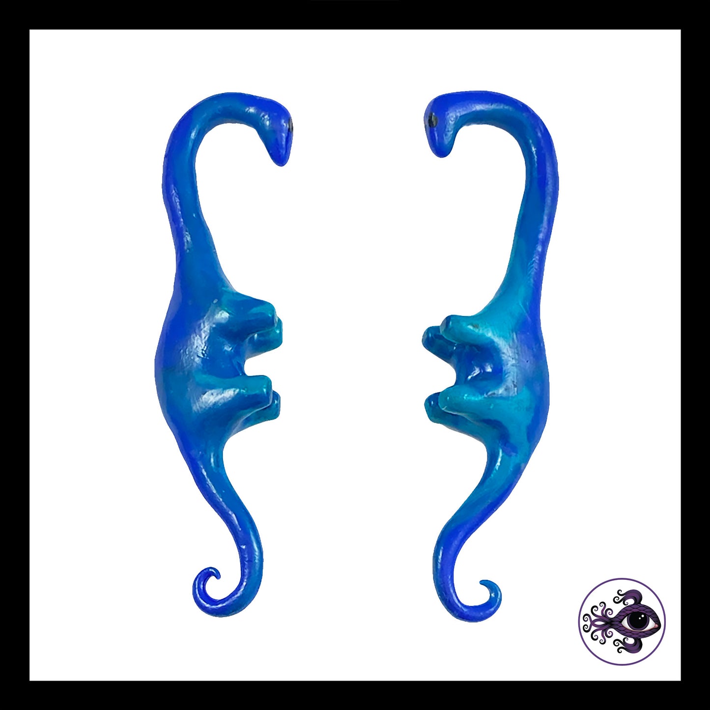 Dinosaurs - 0g 8mm Blue - Handmade Clay Gauge Earrings