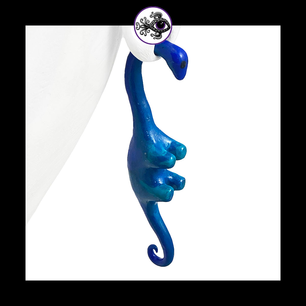 Dinosaurs - 0g 8mm Blue - Handmade Clay Gauge Earrings