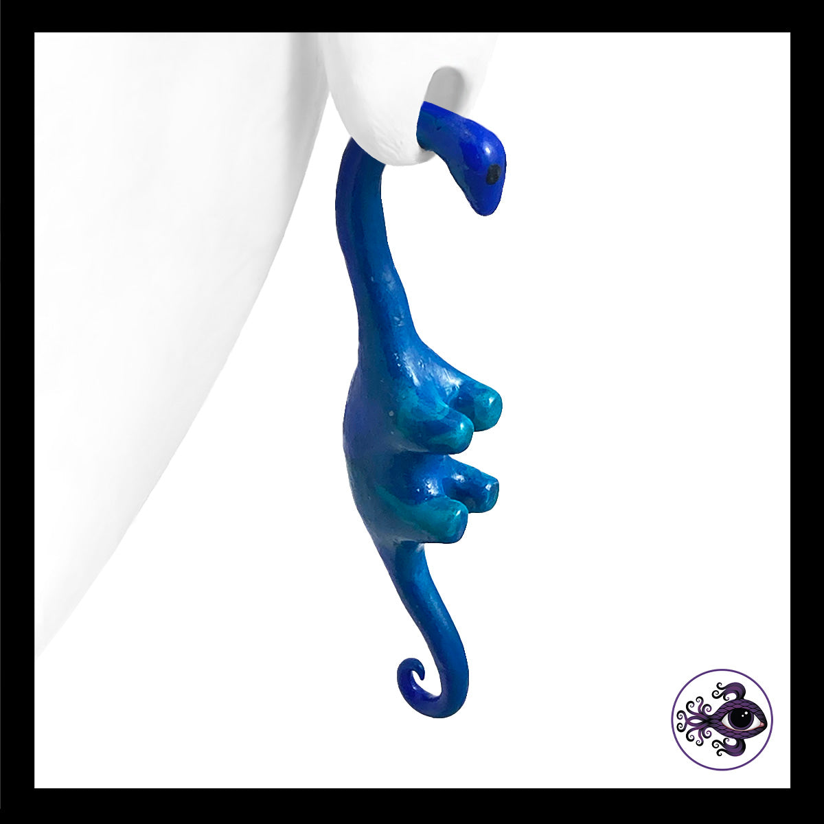 Dinosaurs - 0g 8mm Blue - Handmade Clay Gauge Earrings