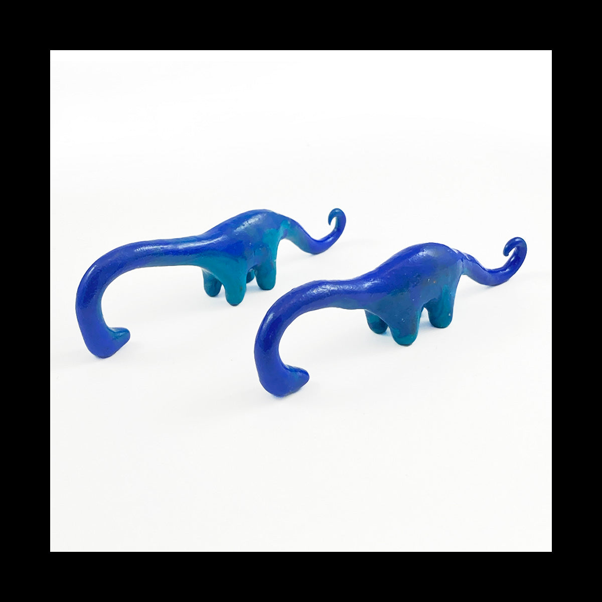 0g 8mm Blue Dinosaur Handmade Clay Gauge Earrings