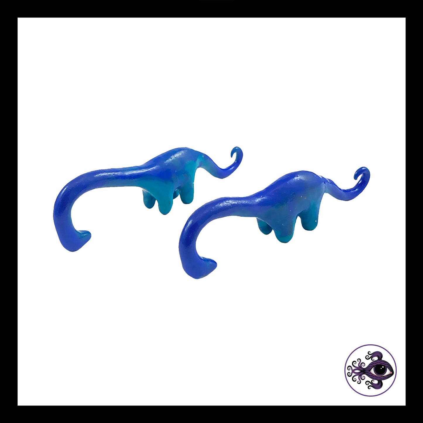 Dinosaurs - 0g 8mm Blue - Handmade Clay Gauge Earrings