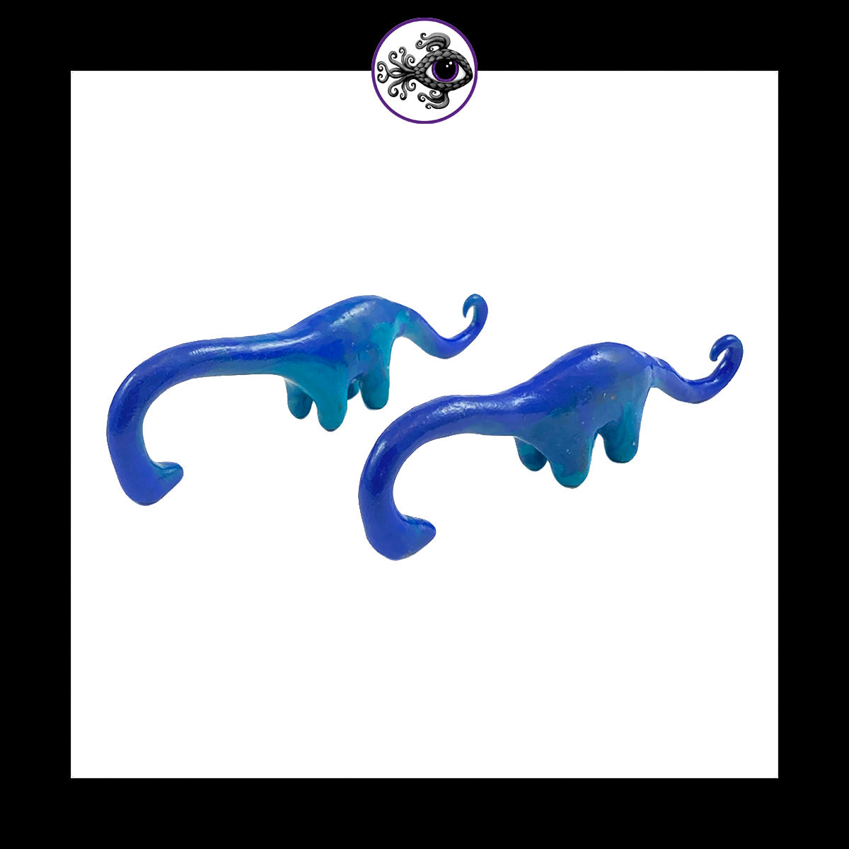 Dinosaurs - 0g 8mm Blue - Handmade Clay Gauge Earrings