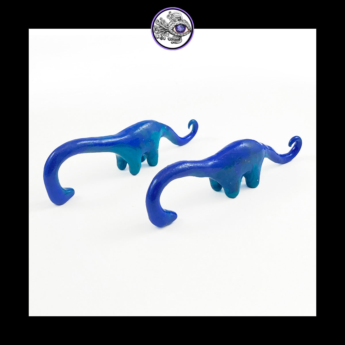 Dinosaurs - 0g 8mm Blue - Handmade Clay Gauge Earrings