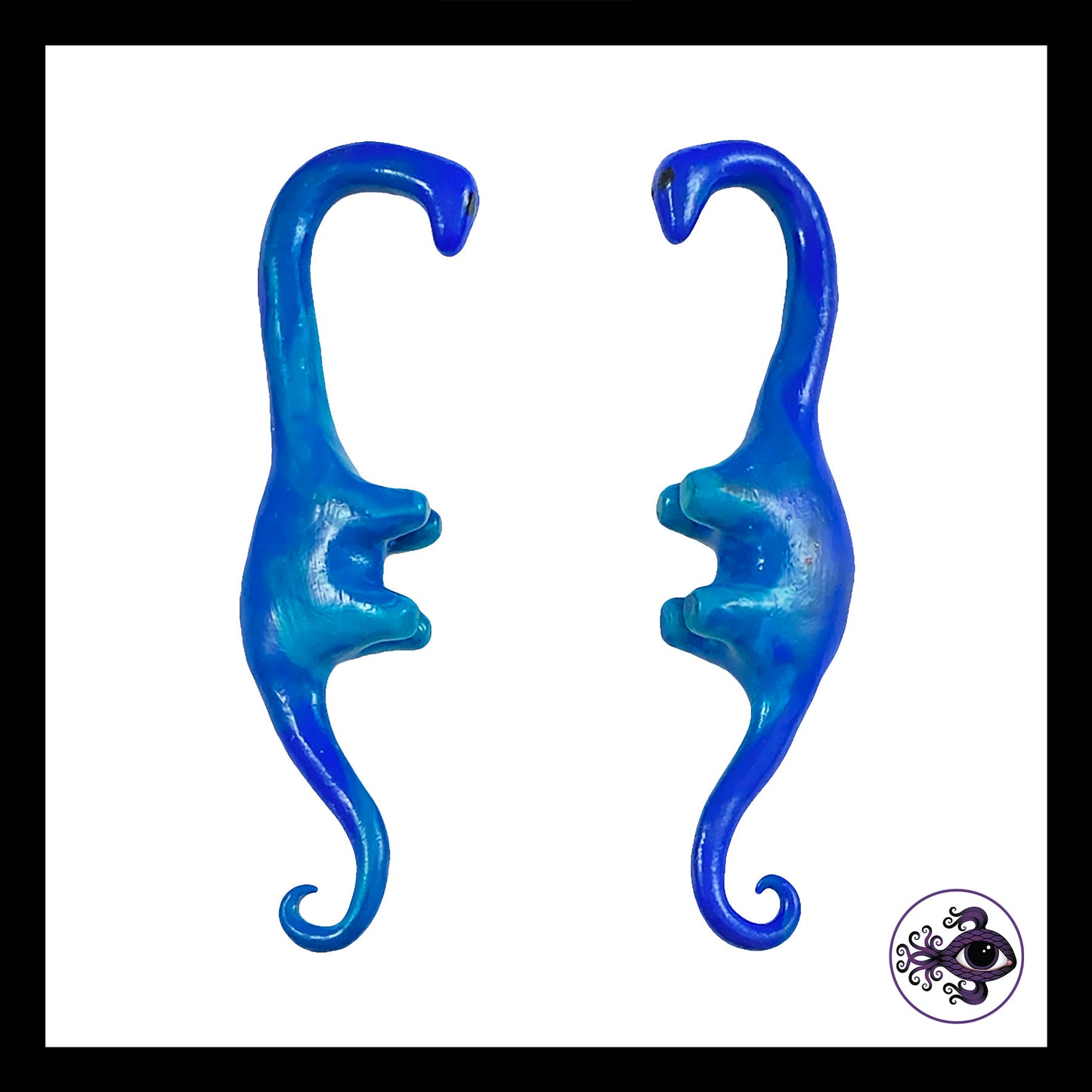 Dinosaurs - 0g 8mm Blue - Handmade Clay Gauge Earrings