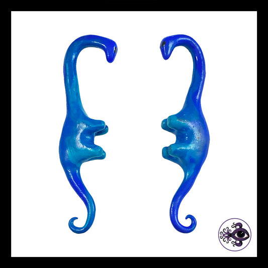 Dinosaurs - 0g 8mm Blue - Handmade Clay Gauge Earrings