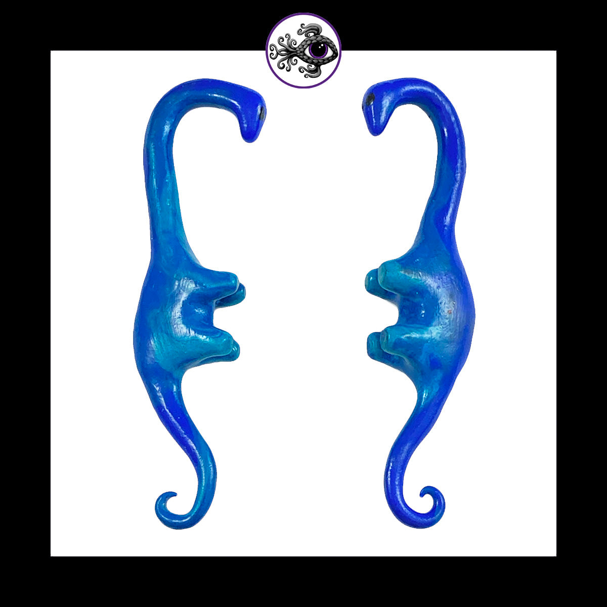 Dinosaurs - 0g 8mm Blue - Handmade Clay Gauge Earrings