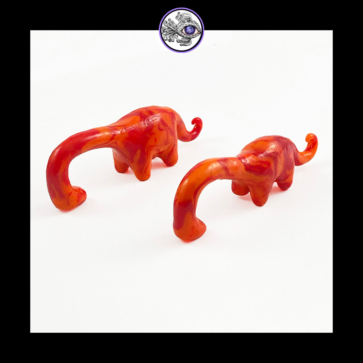 Dinosaurs - 0g 8mm Orange Swirl - Handmade Clay Gauge Earrings