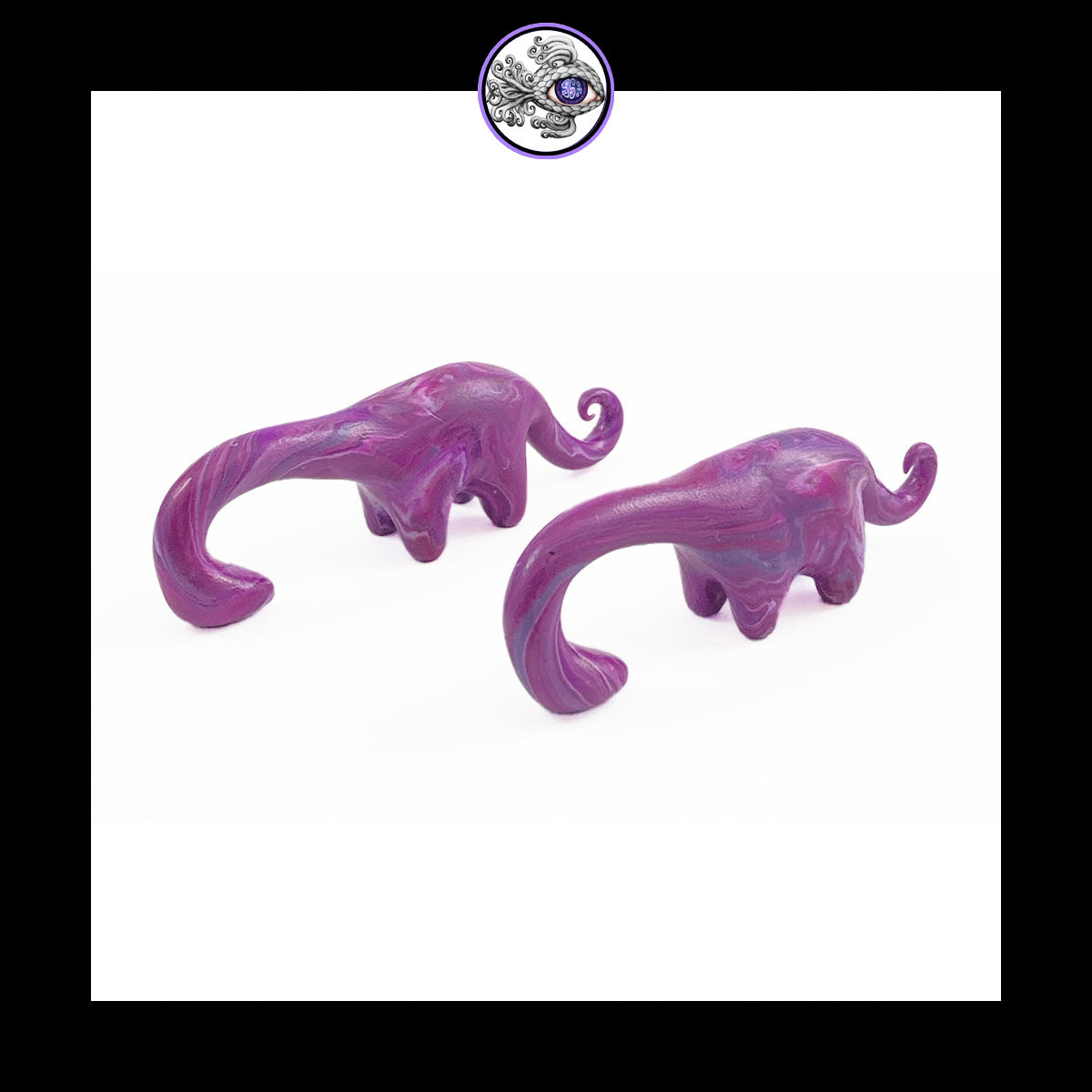 Dinosaurs - 0g 8mm Magenta Swirl - Handmade Clay Gauge Earrings