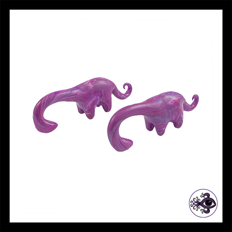 Dinosaurs - 0g 8mm Magenta Swirl - Handmade Clay Gauge Earrings