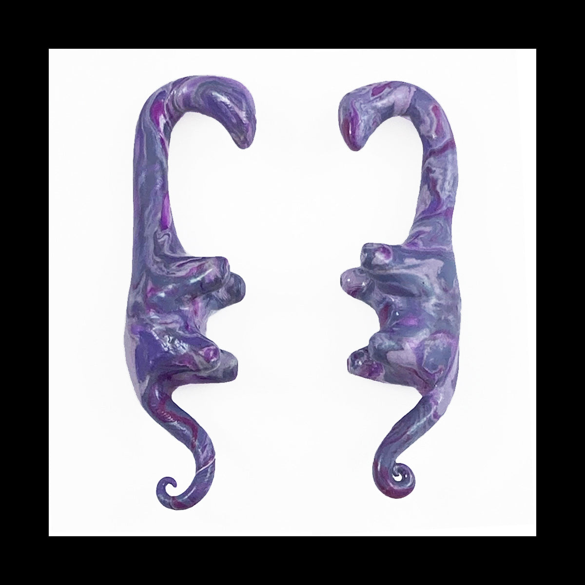 1g 7mm Purple Swirl Dinosaur Handmade Clay Gauges