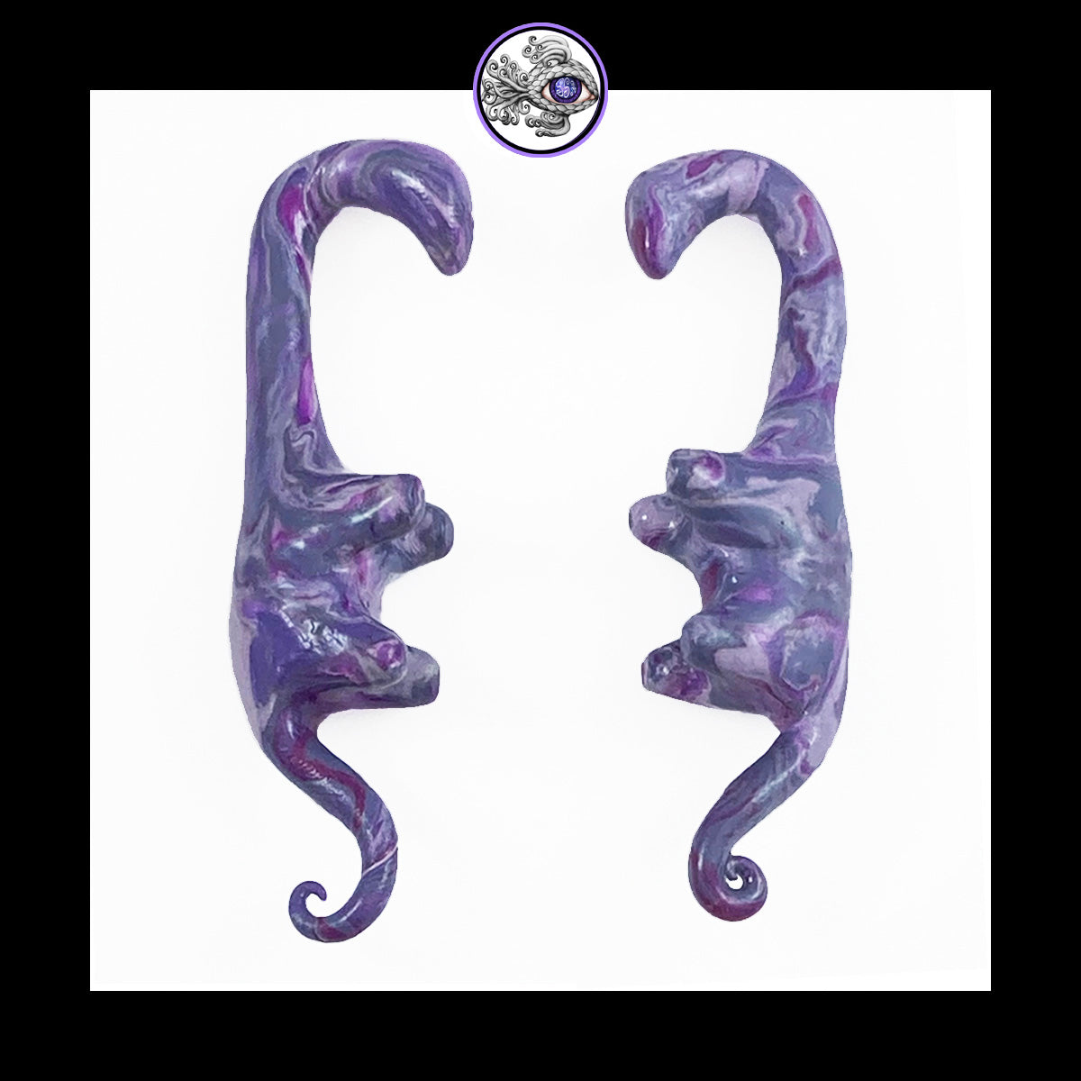 Dinosaurs - 1g 7mm Purple Swirl - Handmade Clay Gauge Earrings