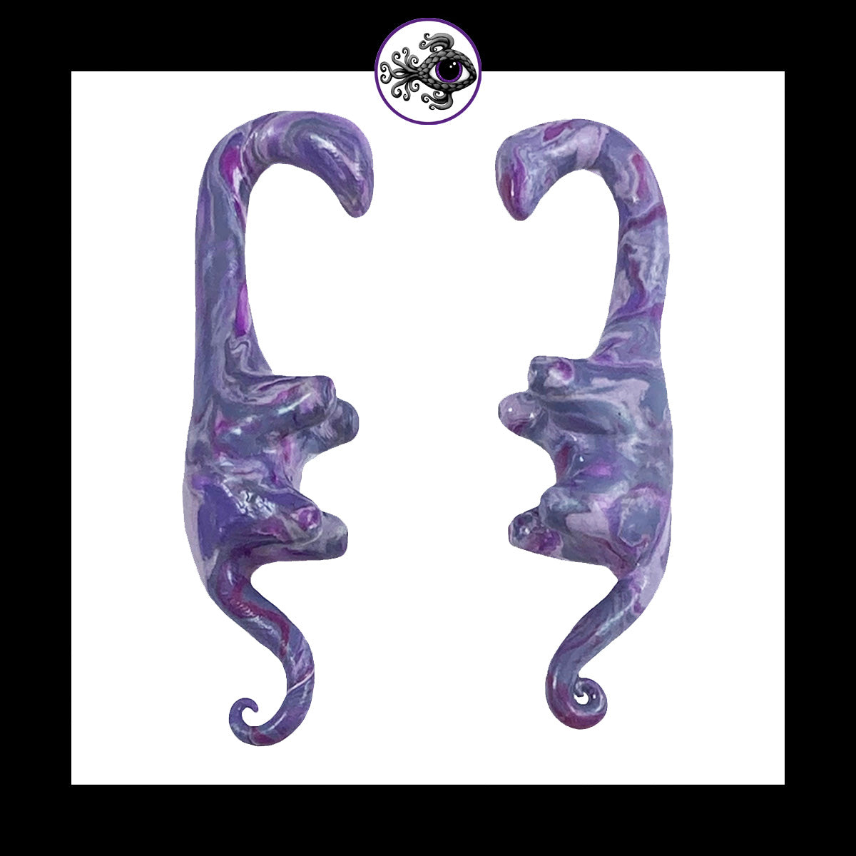 Dinosaurs - 1g 7mm Purple Swirl - Handmade Clay Gauge Earrings