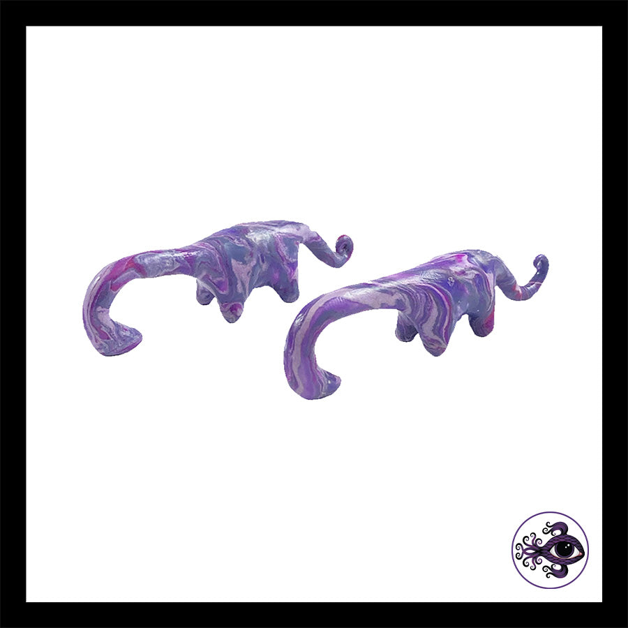 Dinosaurs - 1g 7mm Purple Swirl - Handmade Clay Gauge Earrings