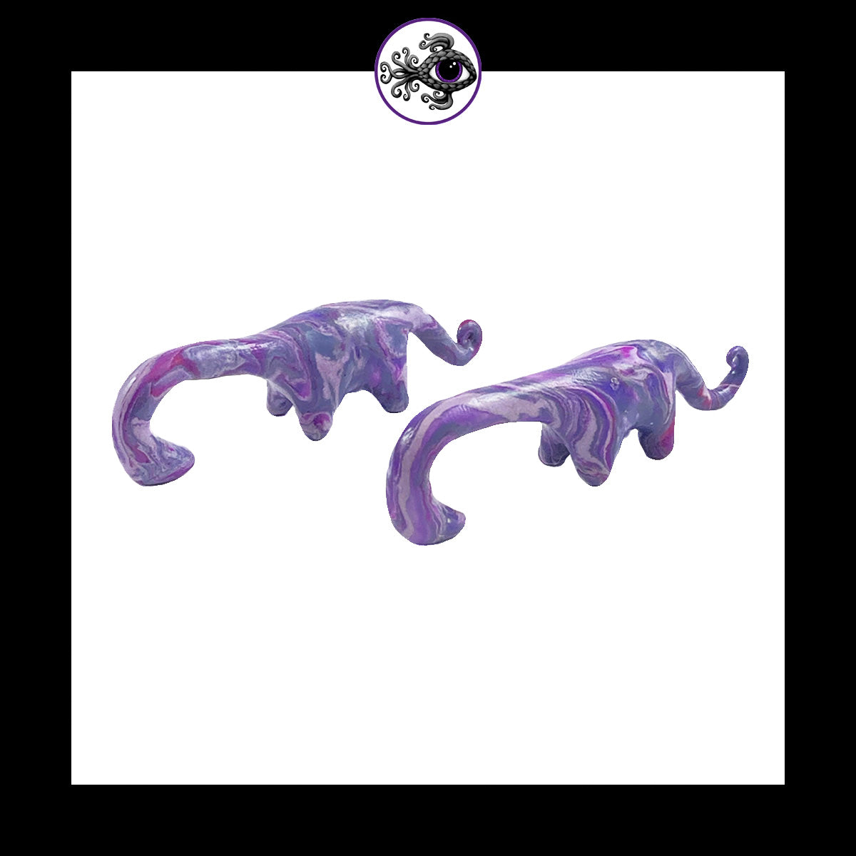 Dinosaurs - 1g 7mm Purple Swirl - Handmade Clay Gauge Earrings