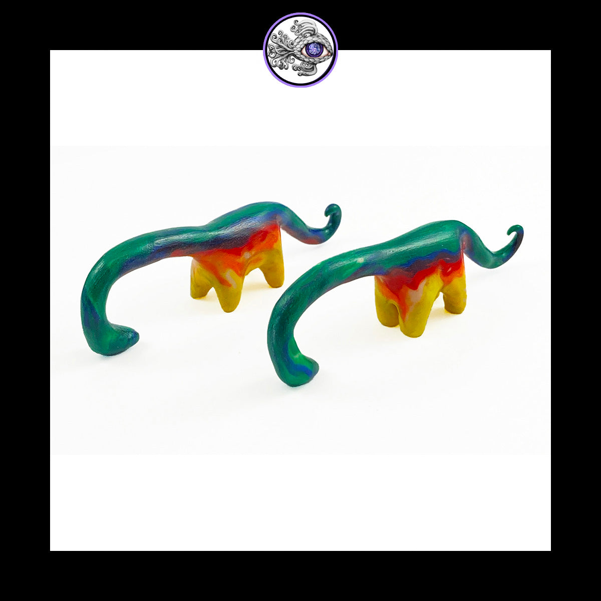 Dinosaurs - 1g 7mm Rainbow - Handmade Clay Gauge Earrings