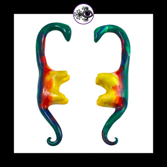 Dinosaurs - 1g 7mm Rainbow - Handmade Clay Gauge Earrings