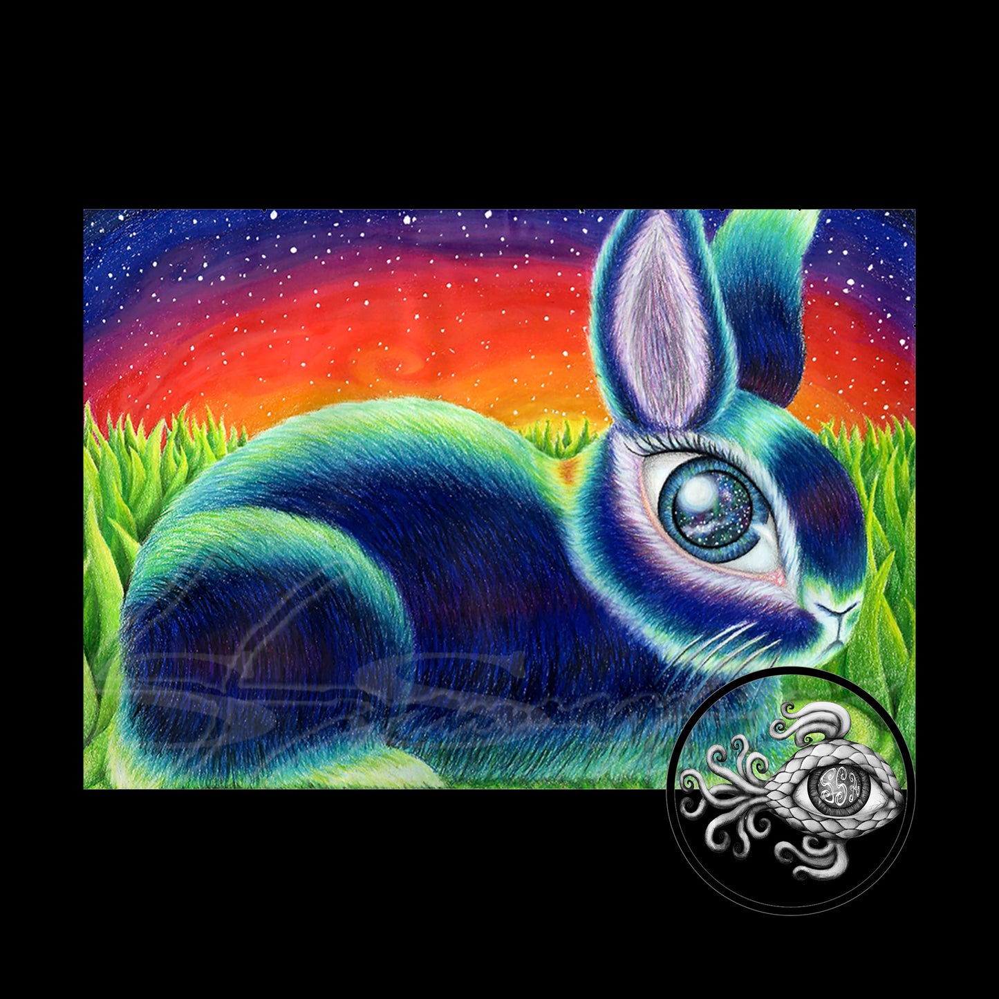 Bunneye - Print of Original Colored Pencil Drawing