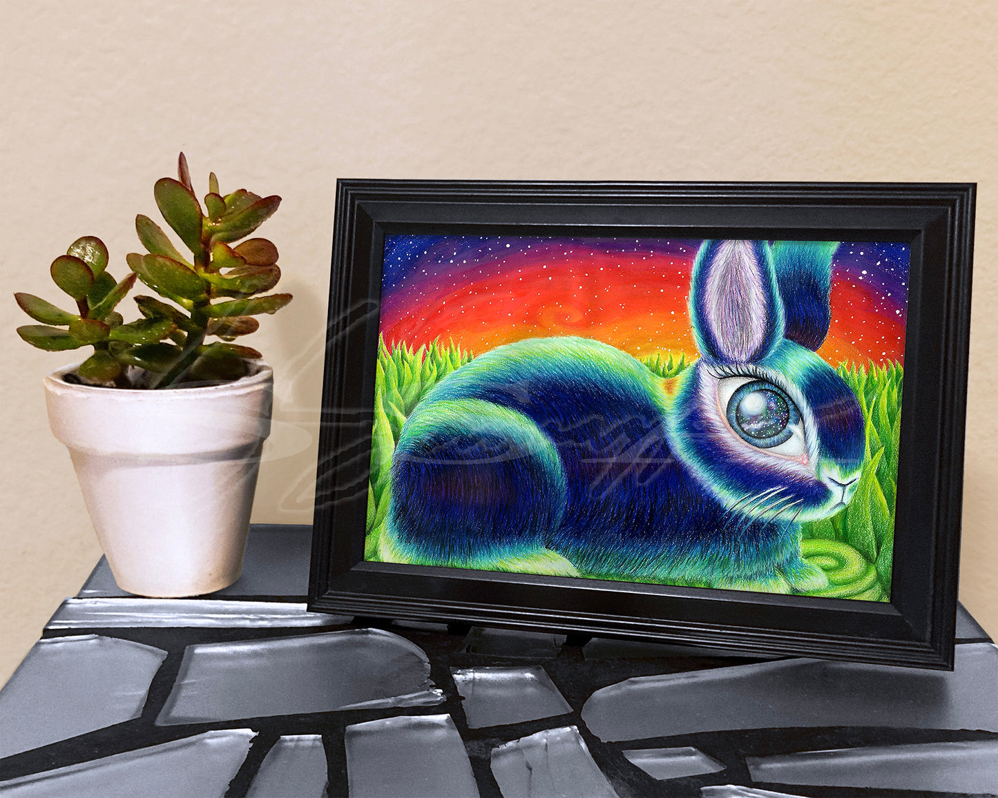 Bunneye - Print of Original Colored Pencil Drawing
