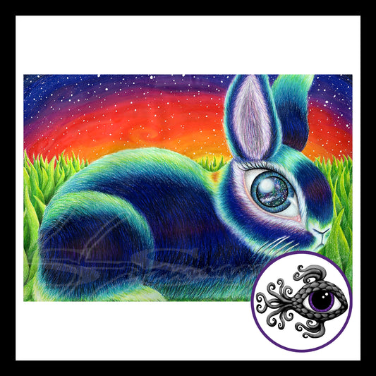 Bunneye - Print of Original Colored Pencil Drawing