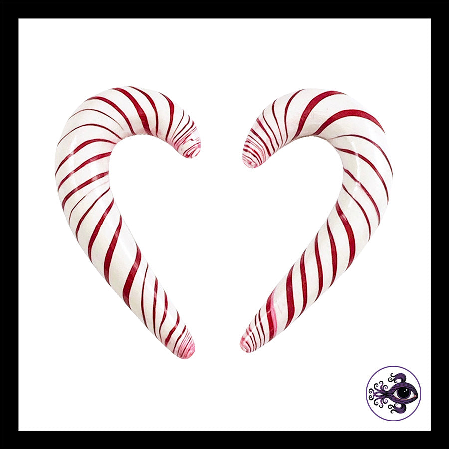 Candy Canes - 00g 9mm - Handmade Clay Gauge Earrings