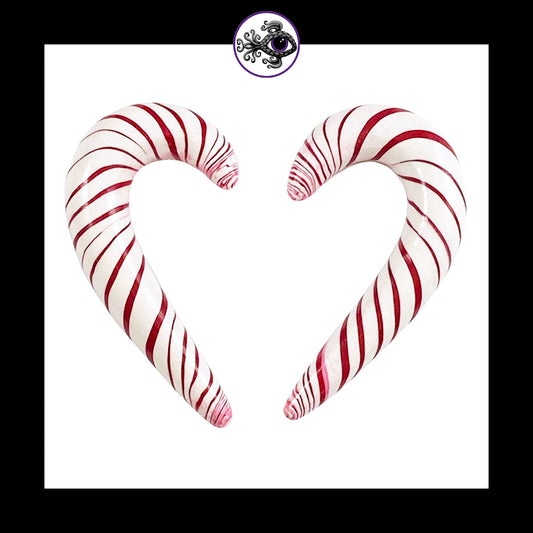 Candy Canes - 00g 9mm - Handmade Clay Gauge Earrings