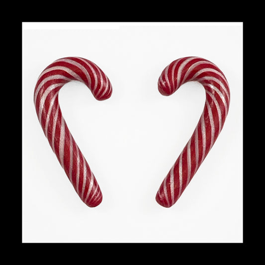 Candy Canes - 4g 5mm - Handmade Clay Gauge Earrings