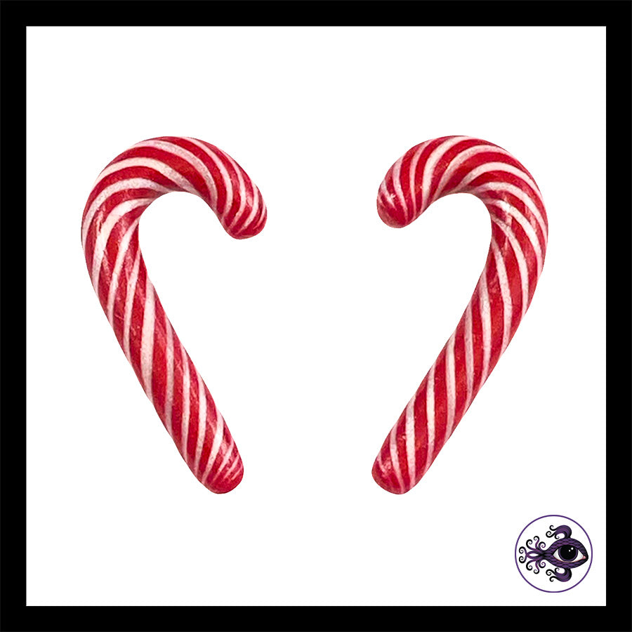 Candy Canes -  4g 5mm - Handmade Clay Gauge Earrings
