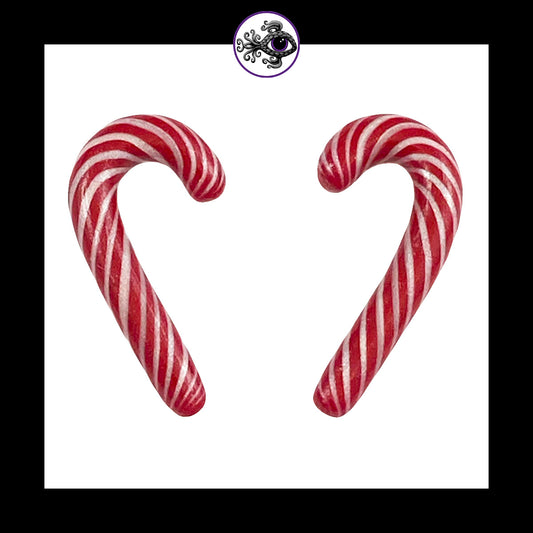 Candy Canes -  4g 5mm - Handmade Clay Gauge Earrings