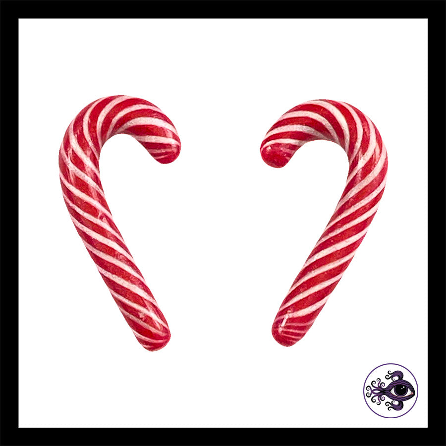 Candy Canes -  4g 5mm - Handmade Clay Gauge Earrings