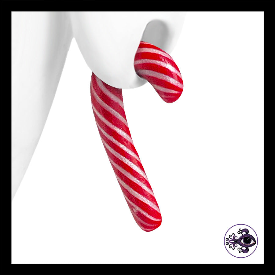 Candy Canes -  4g 5mm - Handmade Clay Gauge Earrings
