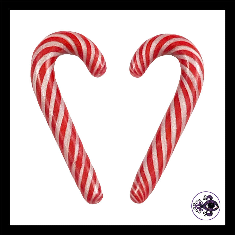 Candy Canes -  4g 5mm - Handmade Clay Gauge Earrings