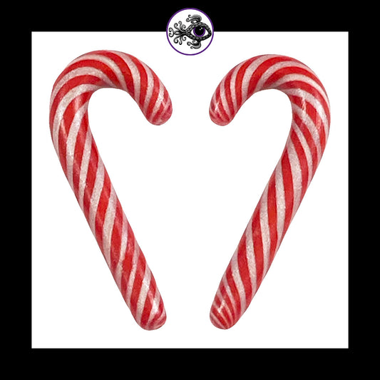 Candy Canes -  4g 5mm - Handmade Clay Gauge Earrings